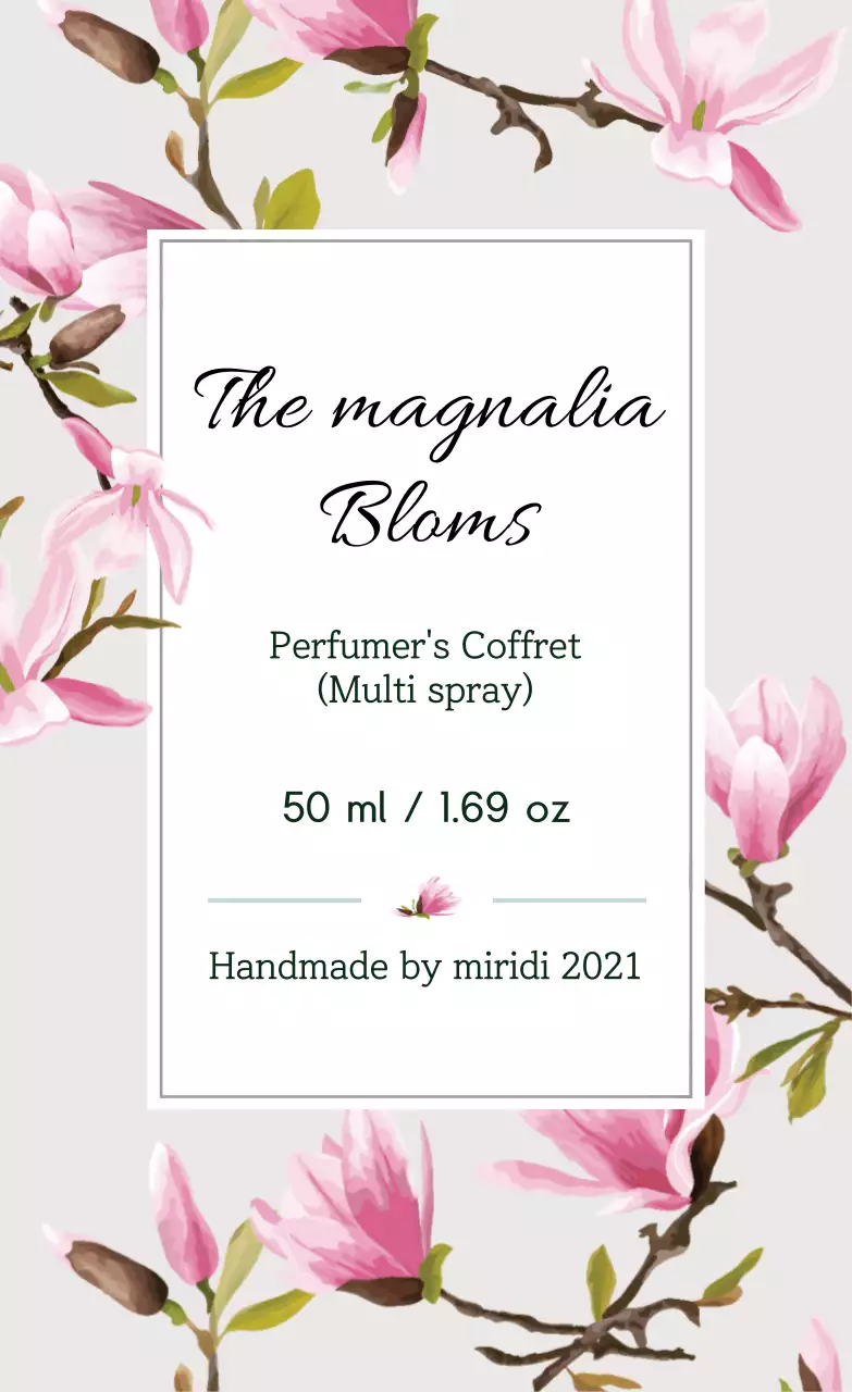 グレーのイラストのヴィンテージ感のある香水ラベル