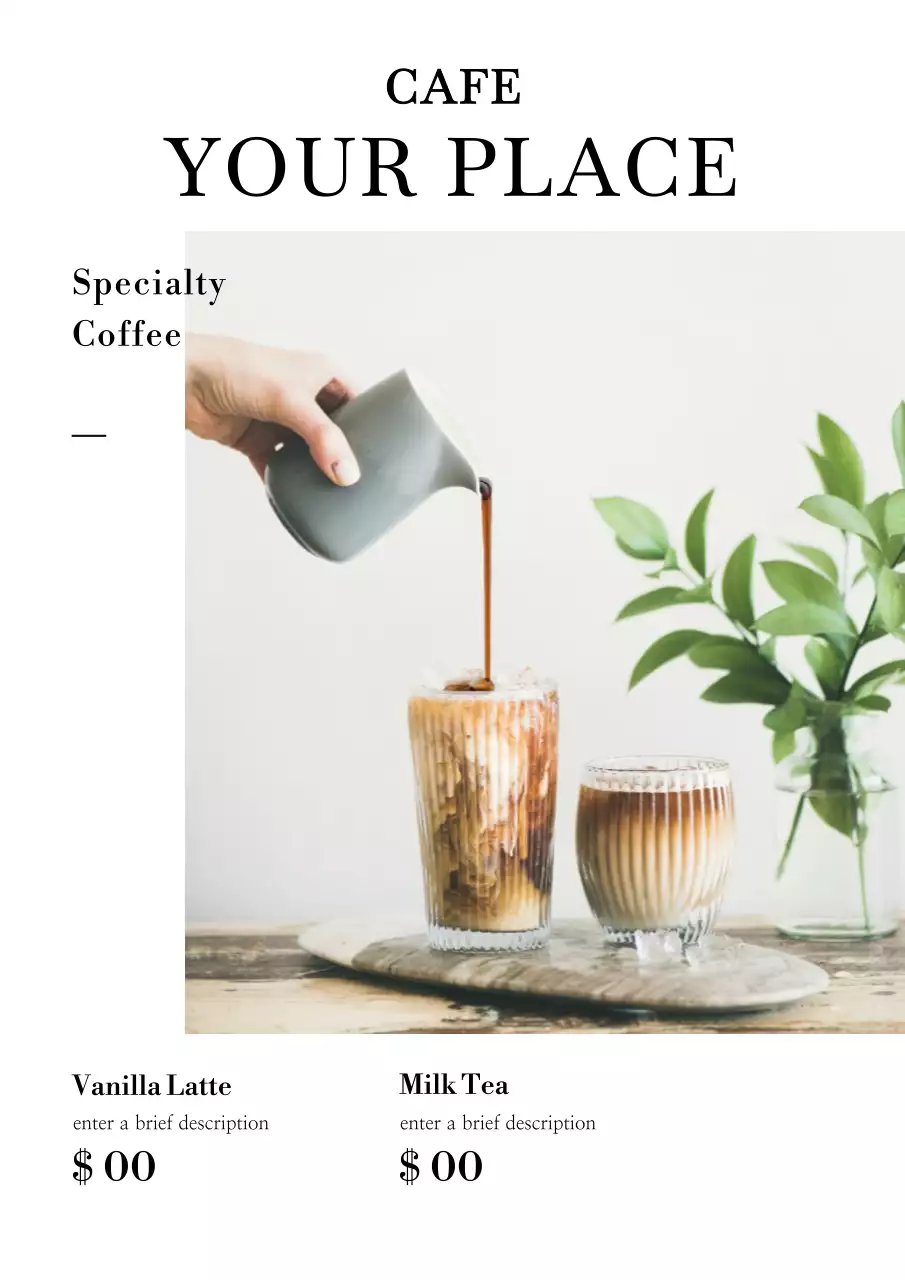 White Minimal Coffee Menu Poster