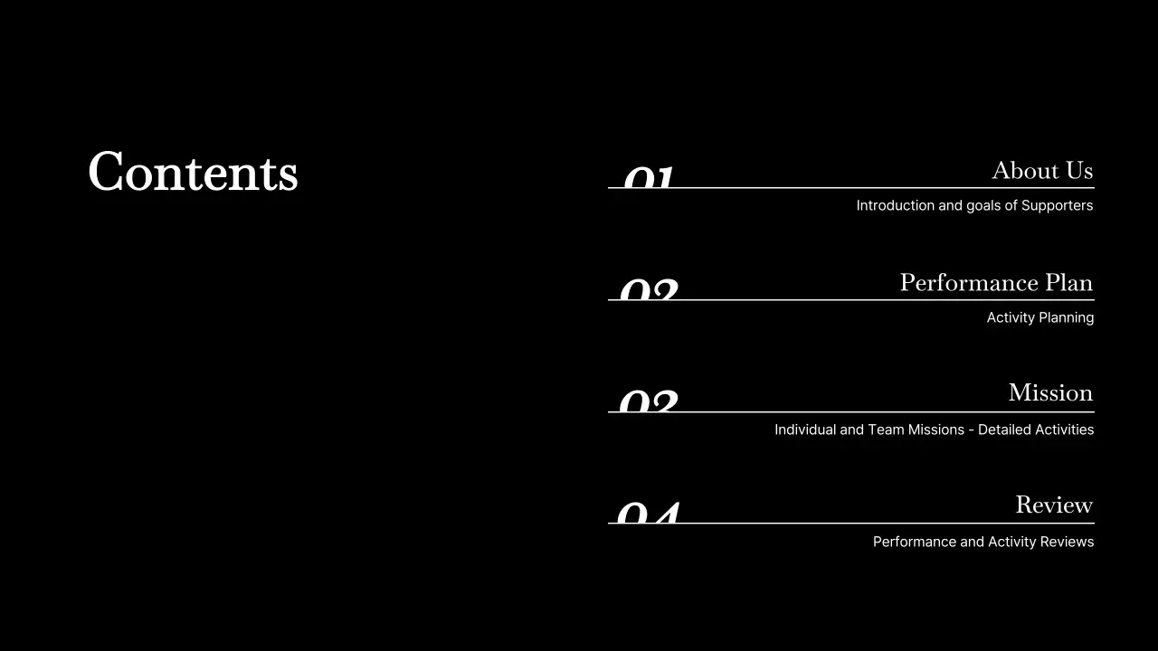 Black Minimal Performance Report Document Presentation