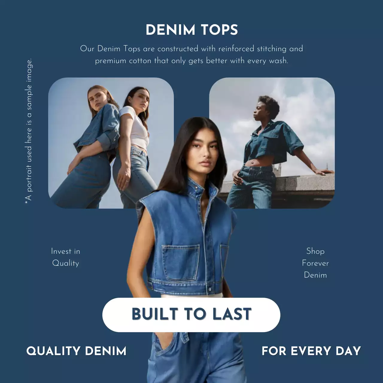 청색 모던 데님 광고