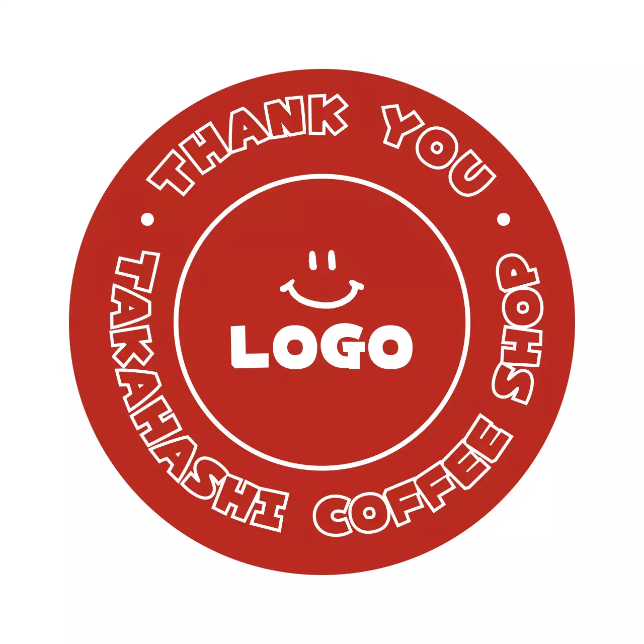 赤 ポップ コーヒー シール テキスト