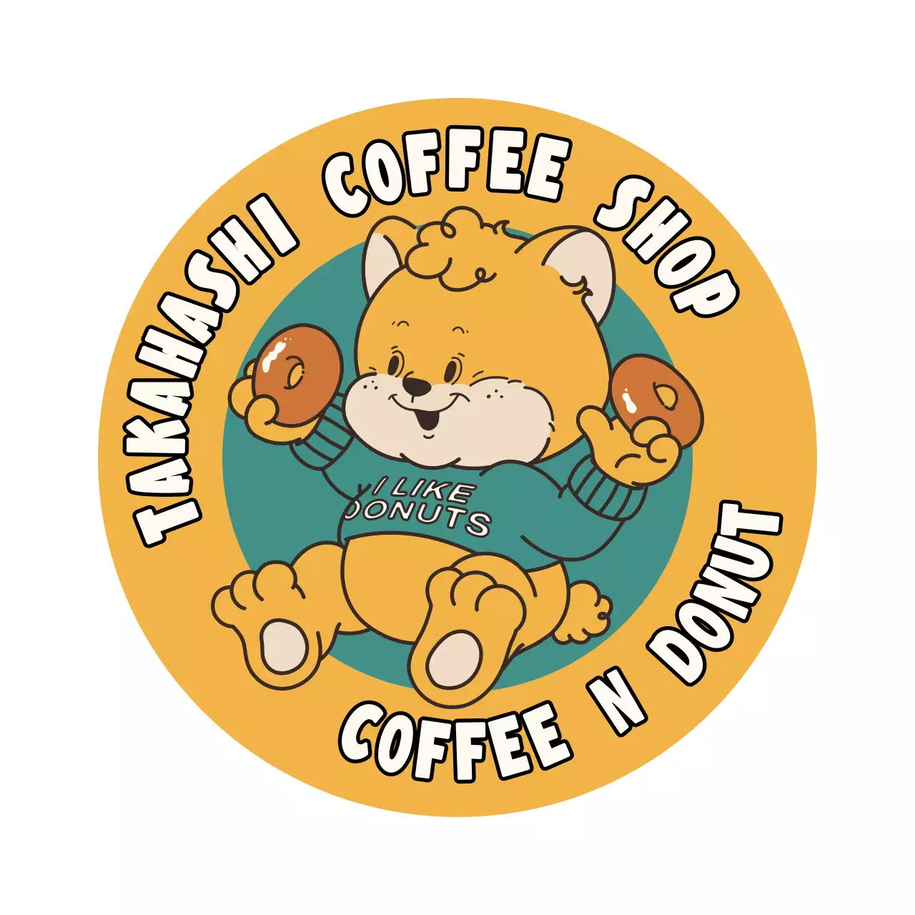 黄色 かわいい カフェ ロゴ キャラクター