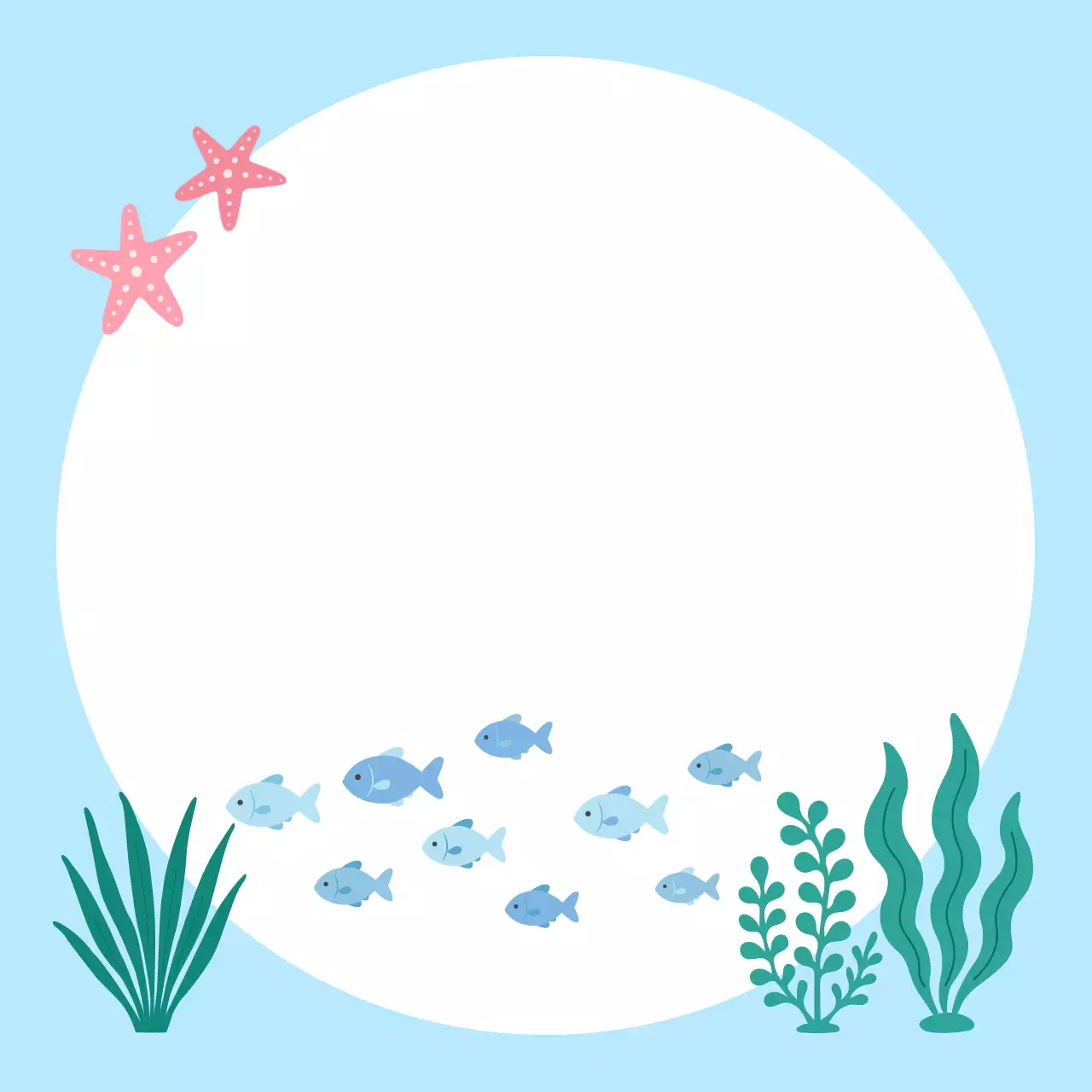 하늘색의 심플한 바다 쪽지 문구