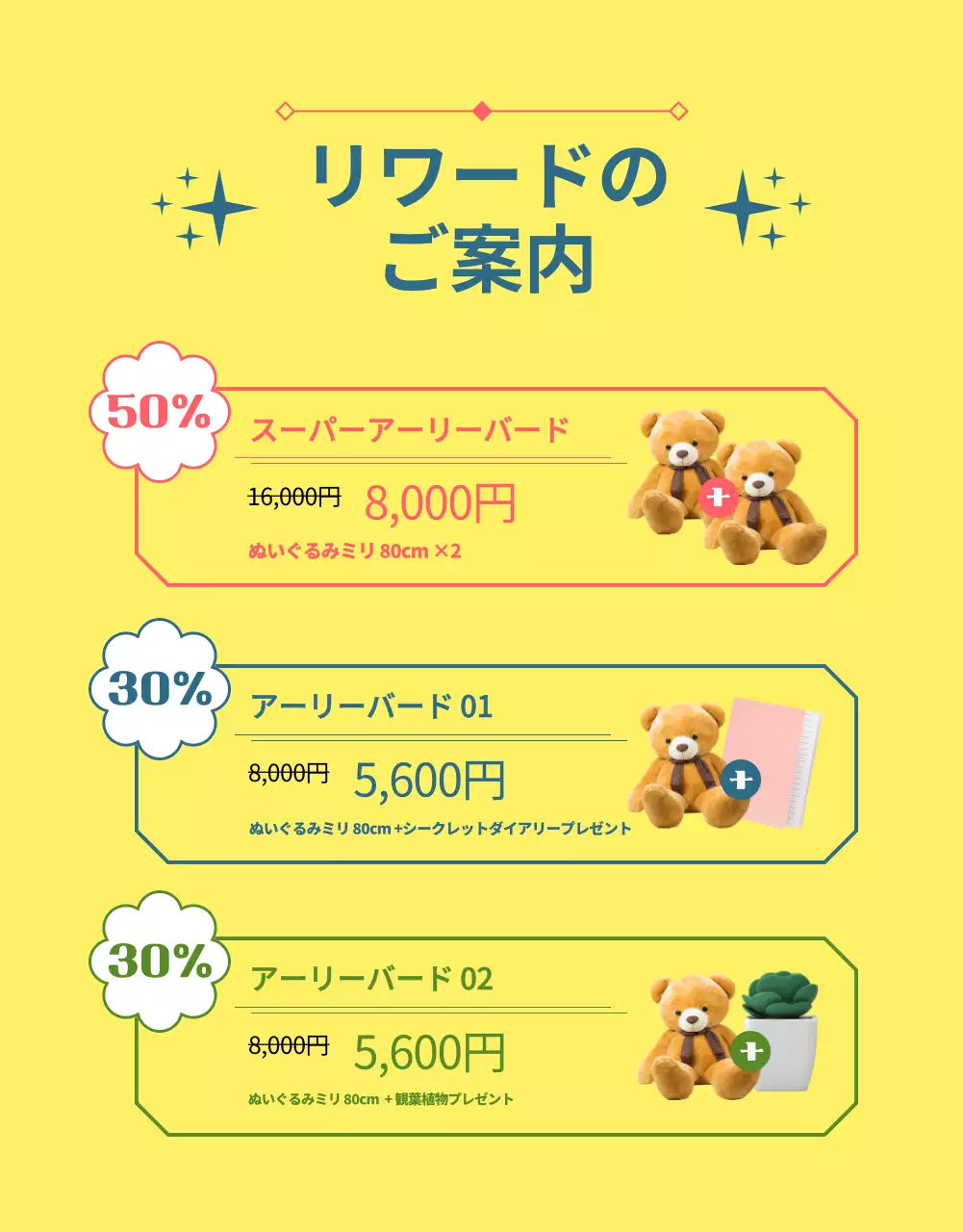 ピンクと水色の可愛らしい人形のファンディング紹介書