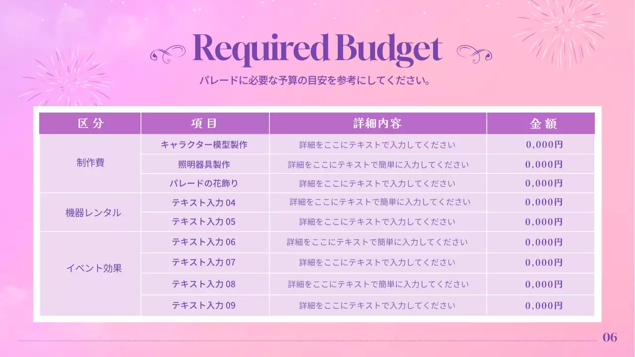 ピンク ファンタジー パレード 企画書 プレゼンテーション