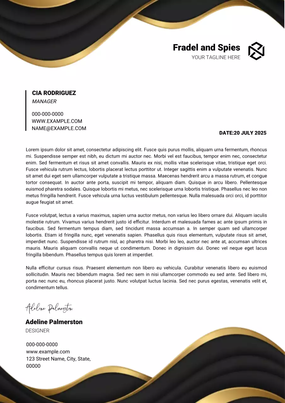 Black and gold modern business letterhead