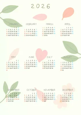 2026 아이보리 자연 달력 감성 캘린더