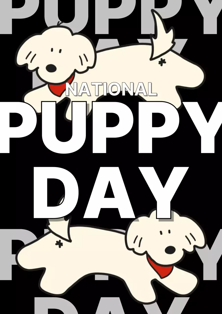 검정 귀여운 강아지 기념 행사