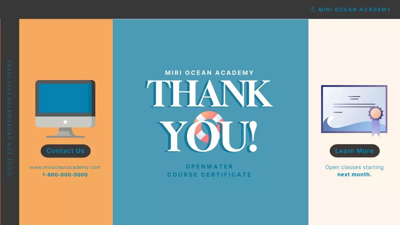 컬러풀한 일러스트와 기하학적인 컨셉을 가진 스쿠버 다이빙 프로그램 소개