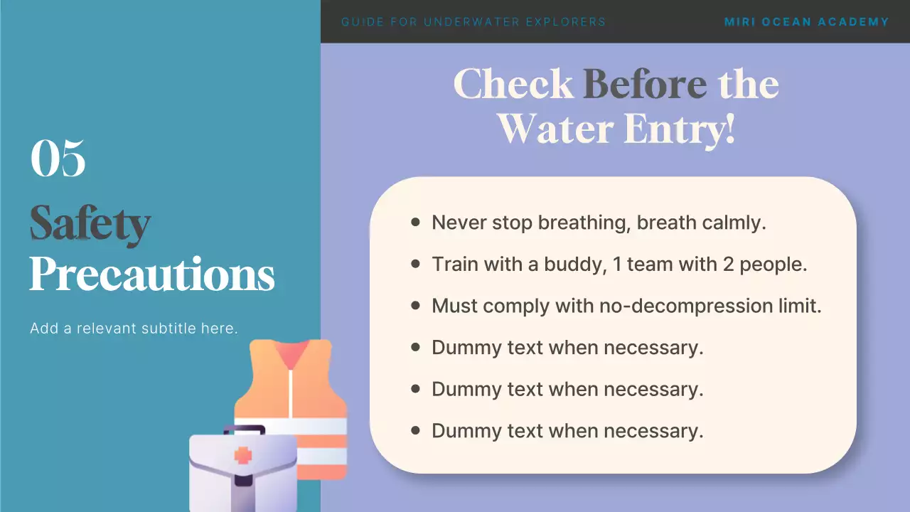 컬러풀한 일러스트와 기하학적인 컨셉을 가진 스쿠버 다이빙 프로그램 소개