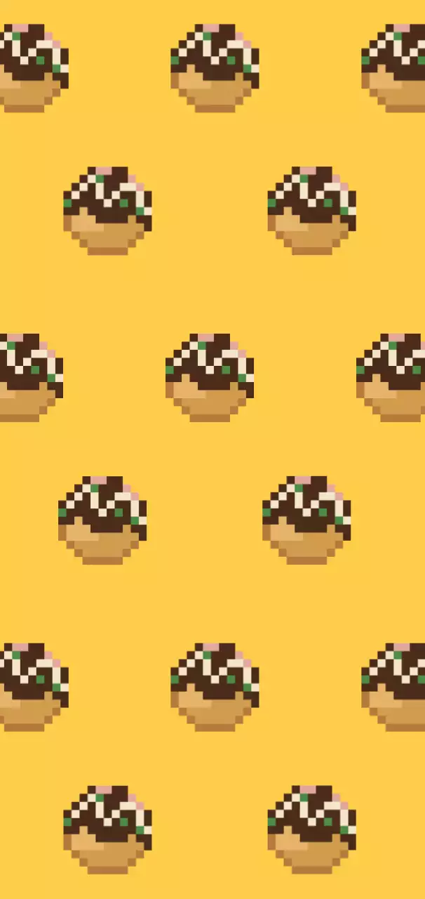 노랑 픽셀 디저트 패턴