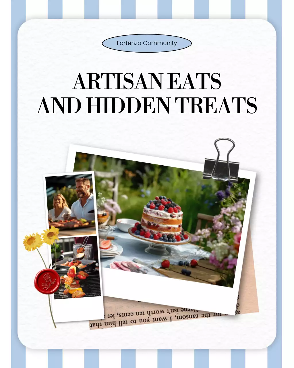 Blue and White Scrapbook Polaroid Labor Day Food Local Activities Instagram Carousel Post