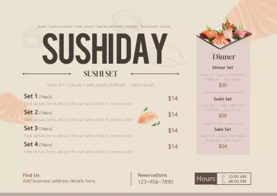 Beige Modern Sushi Menu Poster