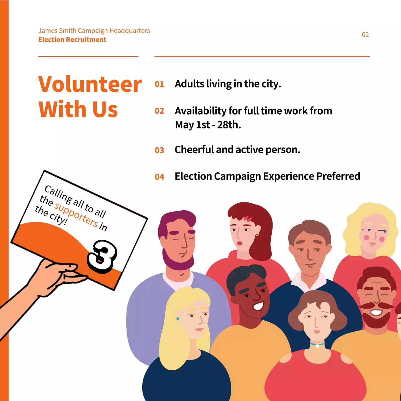 Orange Modern Election Promotion Instagram Carousel