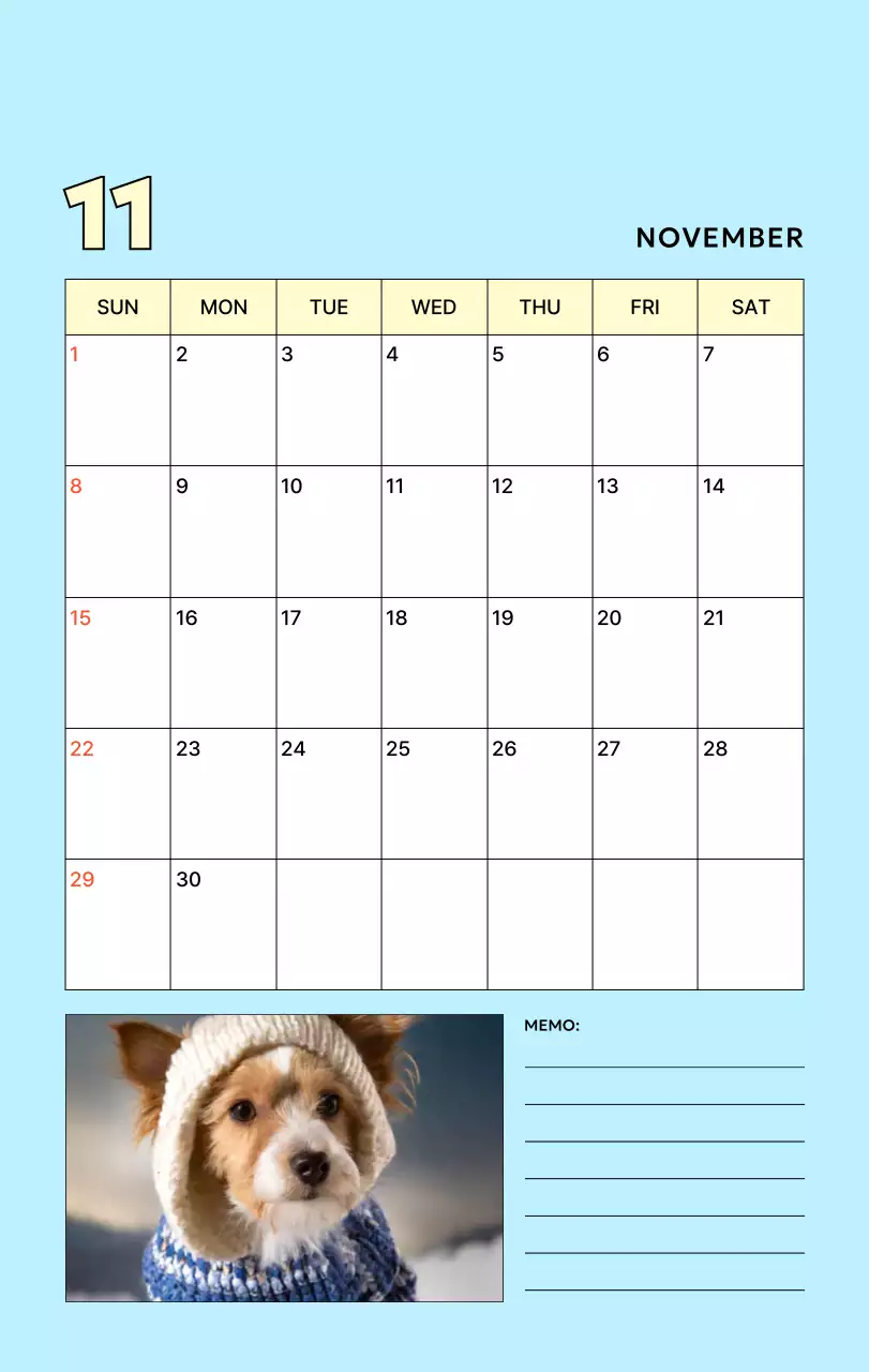 베이지 아기자기한 반려동물 캘린더