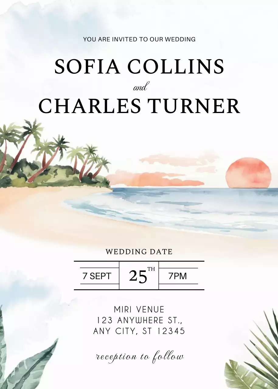 Beige Elegant Wedding Invitation