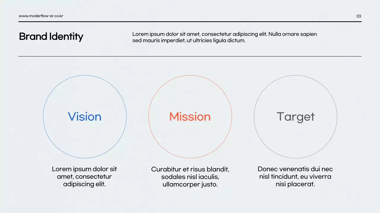 A clean red-and-blue brand guide presentation