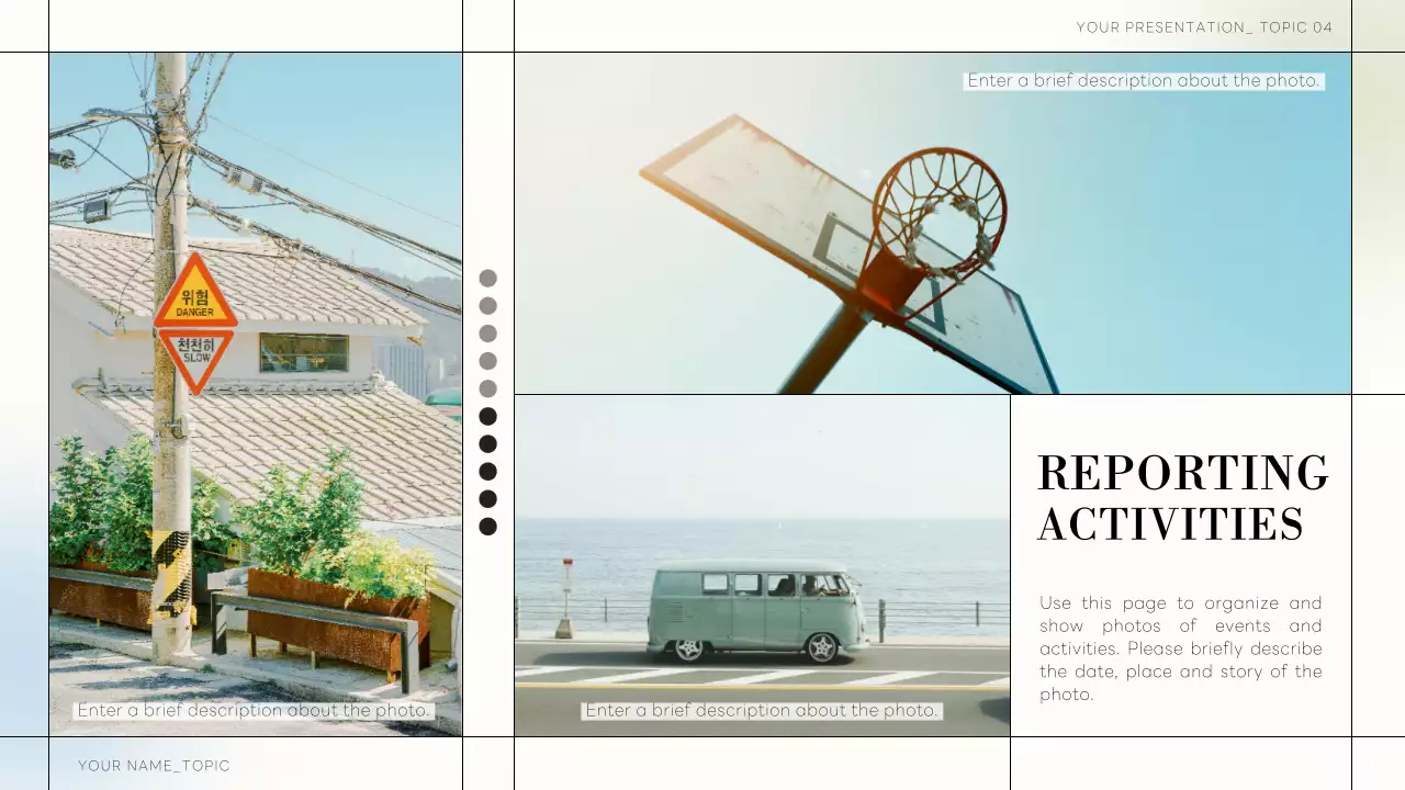 베이지와 검정색의 미니멀한 사진 콜라주 제안서