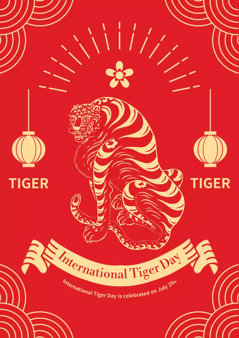 Red Traditional Tiger Announcement Poster