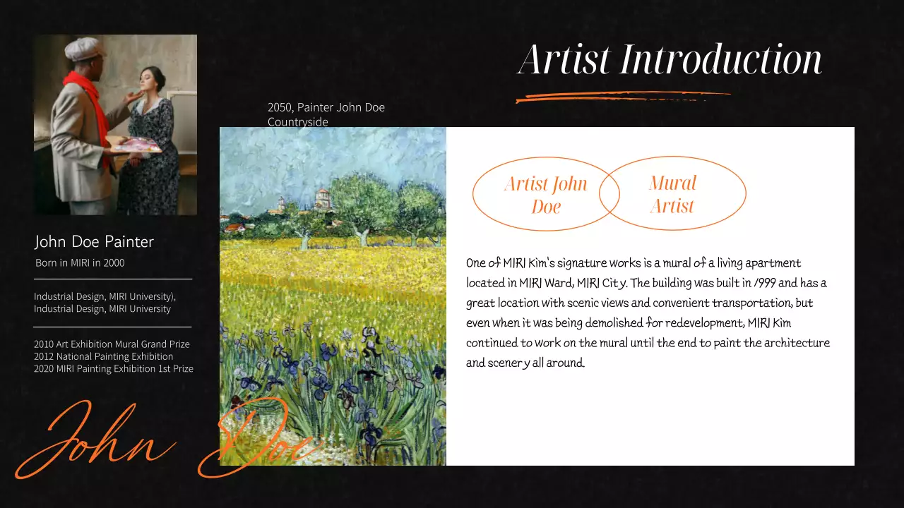 오렌지 빈티지 벽화 전시 프레젠테이션