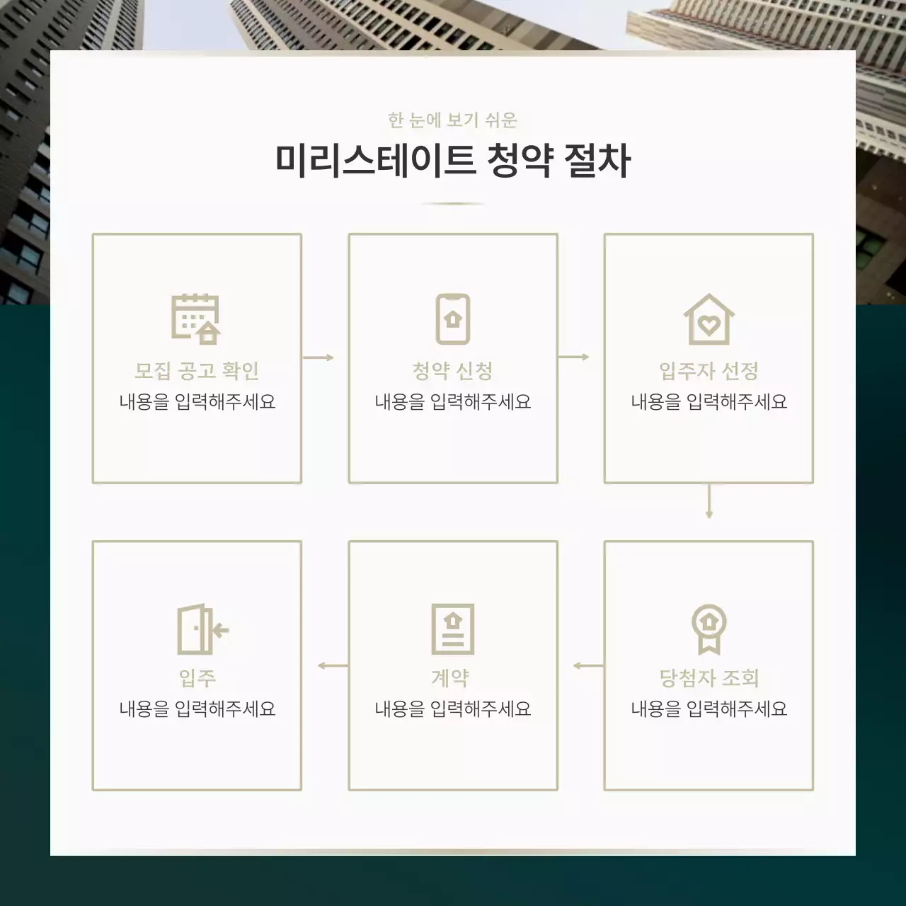 초록과 골드의 고급스러운 부동산 분양 홍보