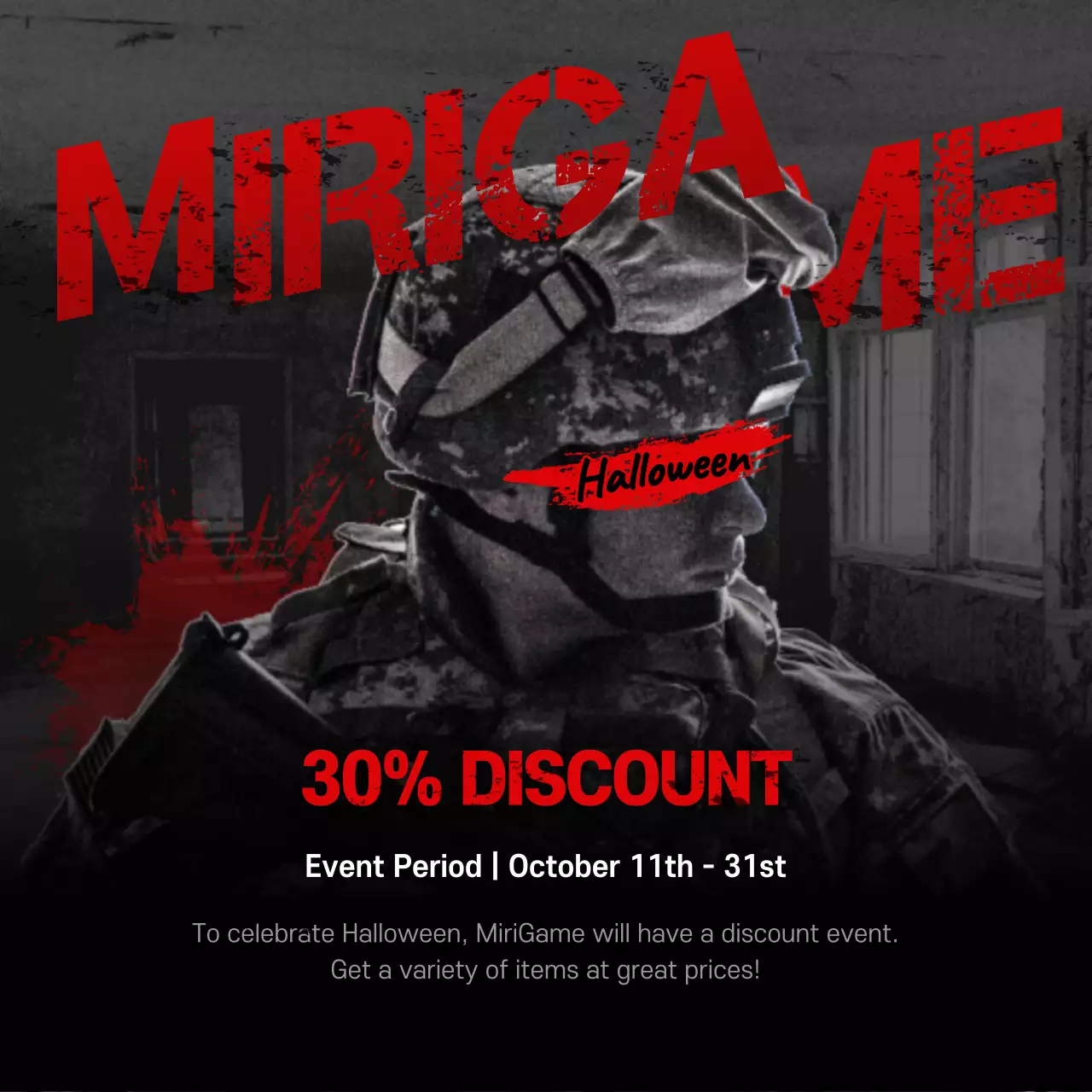 Halloween Game Event Social Media Square in Red and Black