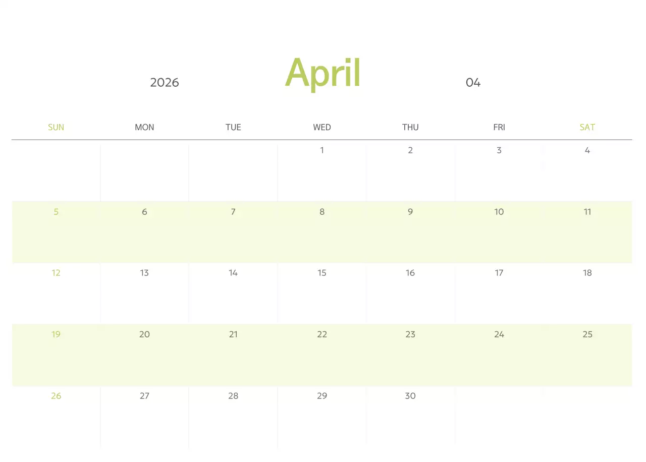 연두 심플 달력 캘린더