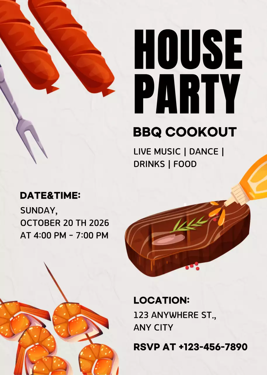 Poster mời dự tiệc thời trang màu cam