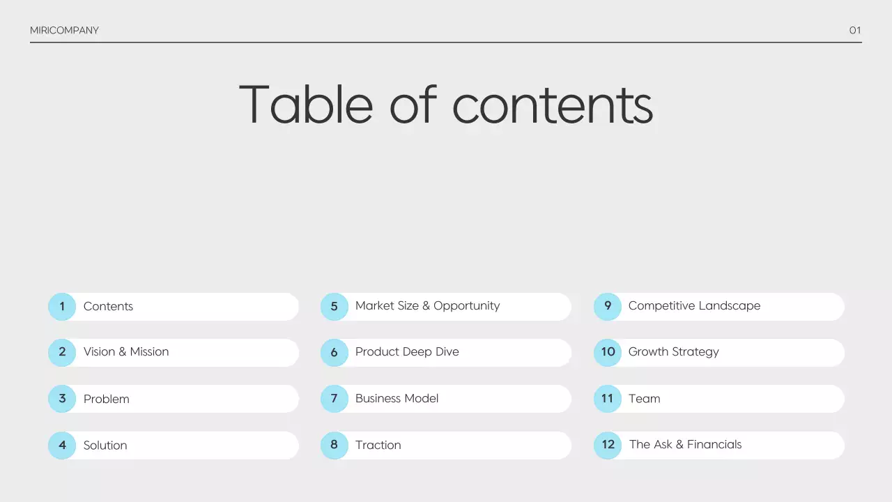 하늘색 미니멀 투자 설명서 IR