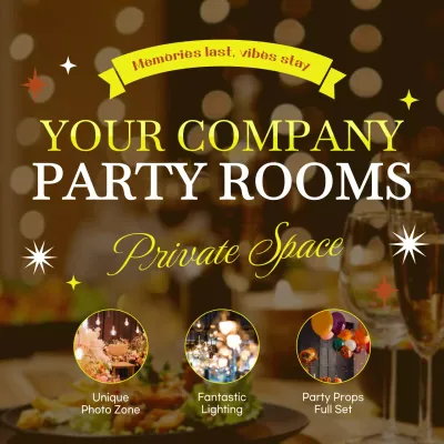 Yellow Elegant Party Promotion Social Media Post