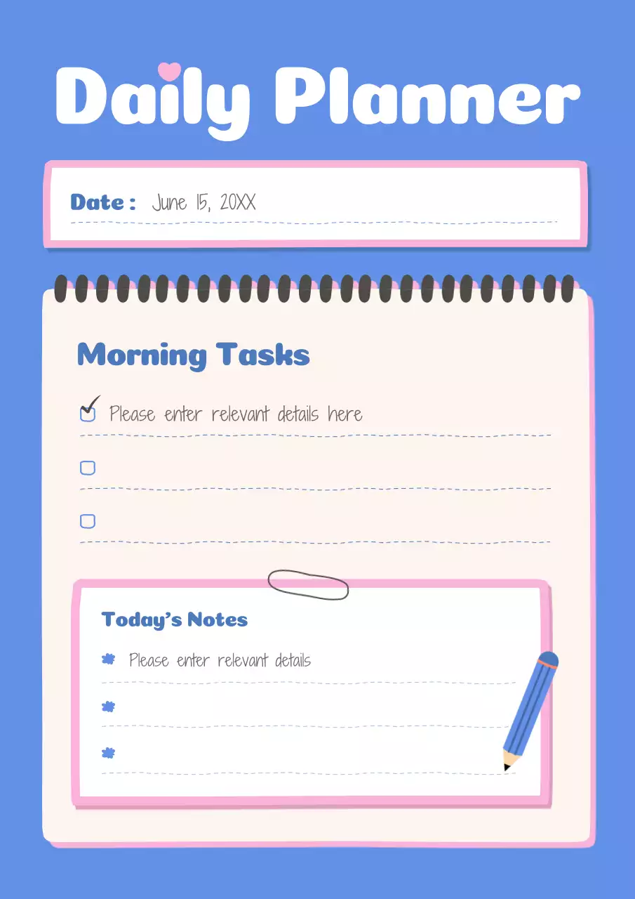 Blue Minimal Planner Schedule Poster