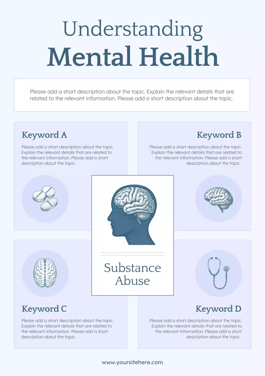 Blue Minimal Mental Health Guide Poster
