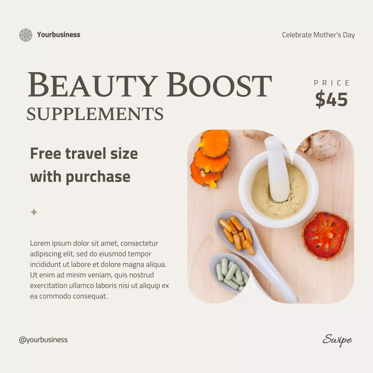 Beige Elegant Skincare Promotion Social Media Post