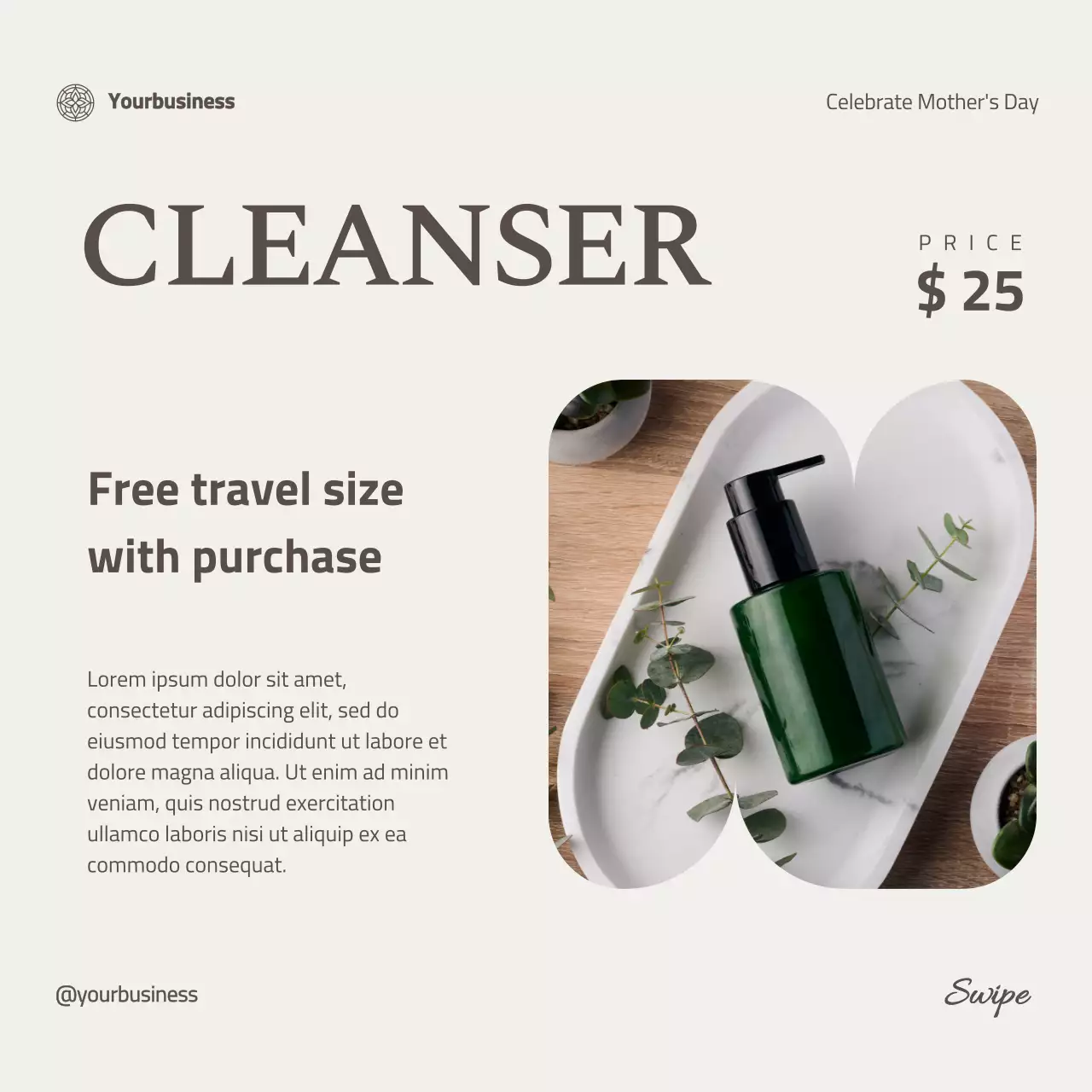 Beige Elegant Skincare Promotion Social Media Post