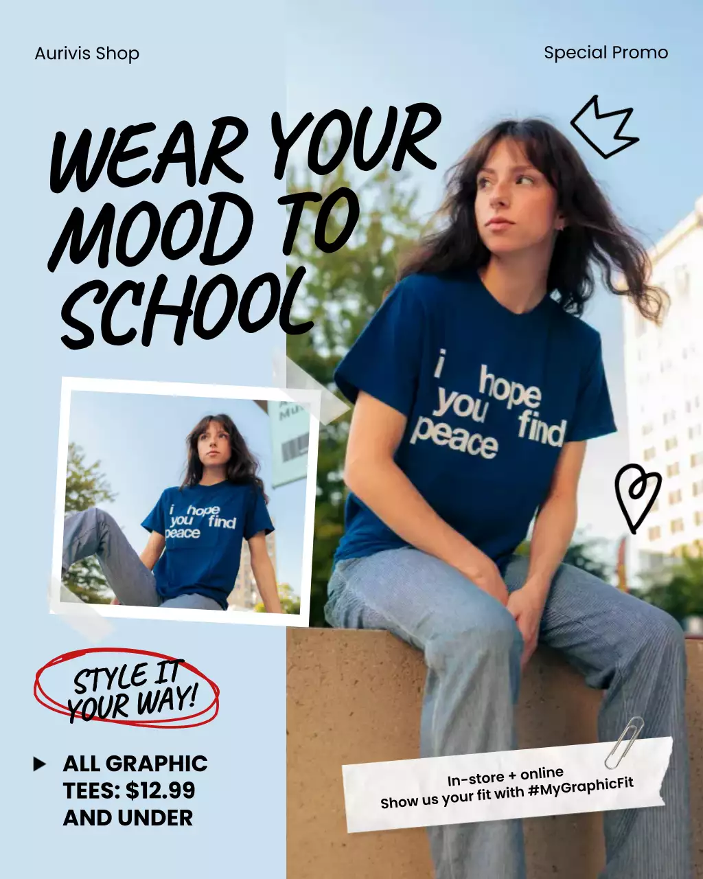 Blue Bold Playful Back-to-School Apparel Promotion Instagram Post
