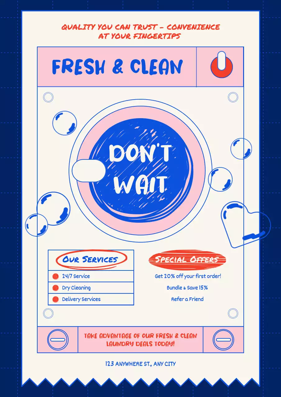 Blue Trendy Laundry Promotion Poster