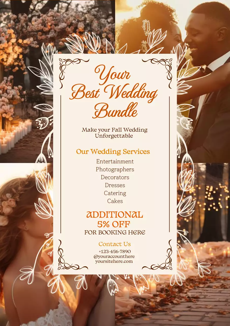 Orange Elegant Wedding Promotion Poster