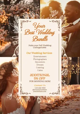 Orange Elegant Wedding Promotion Poster
