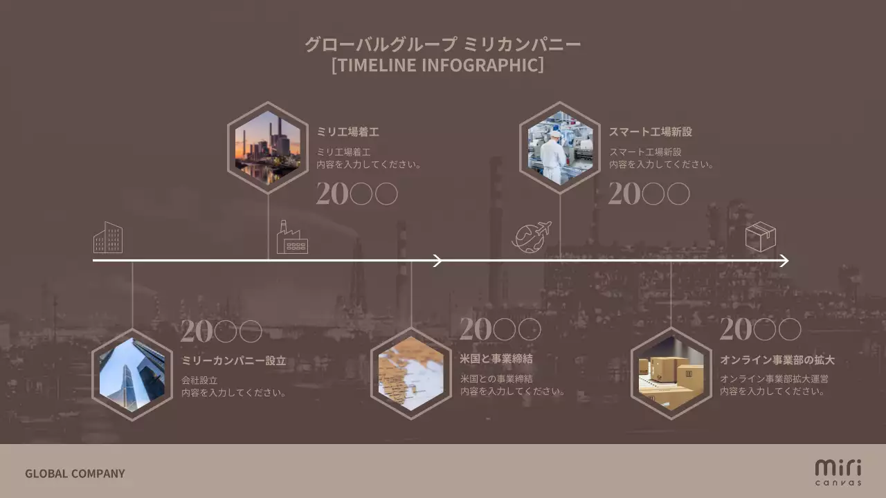 茶色 モダン 企業 プラン インフォグラフィック
