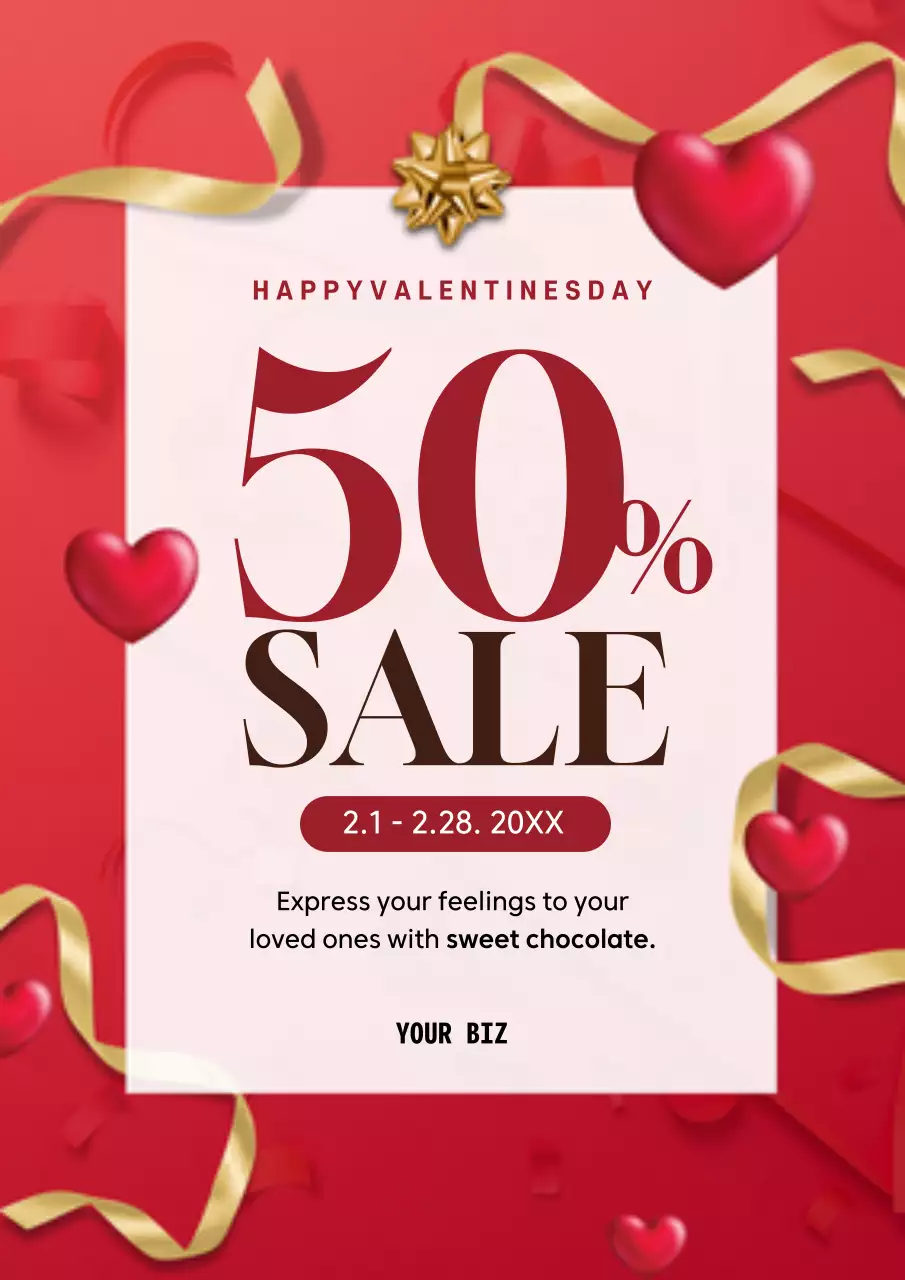 Red Elegant Valentine's Sale Promotion Poster