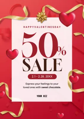 Red Elegant Valentine's Sale Promotion Poster