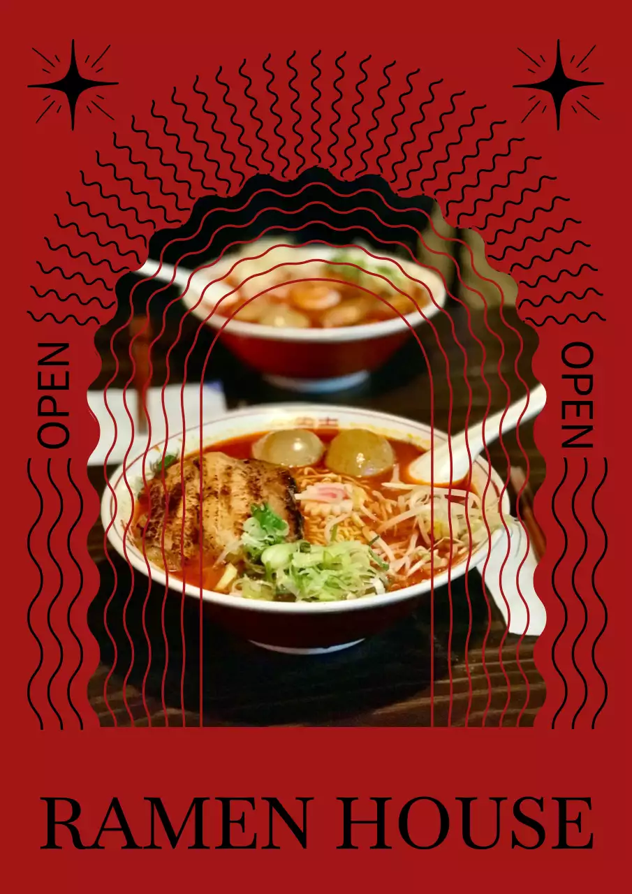 Red Trendy Ramen Promotion Poster