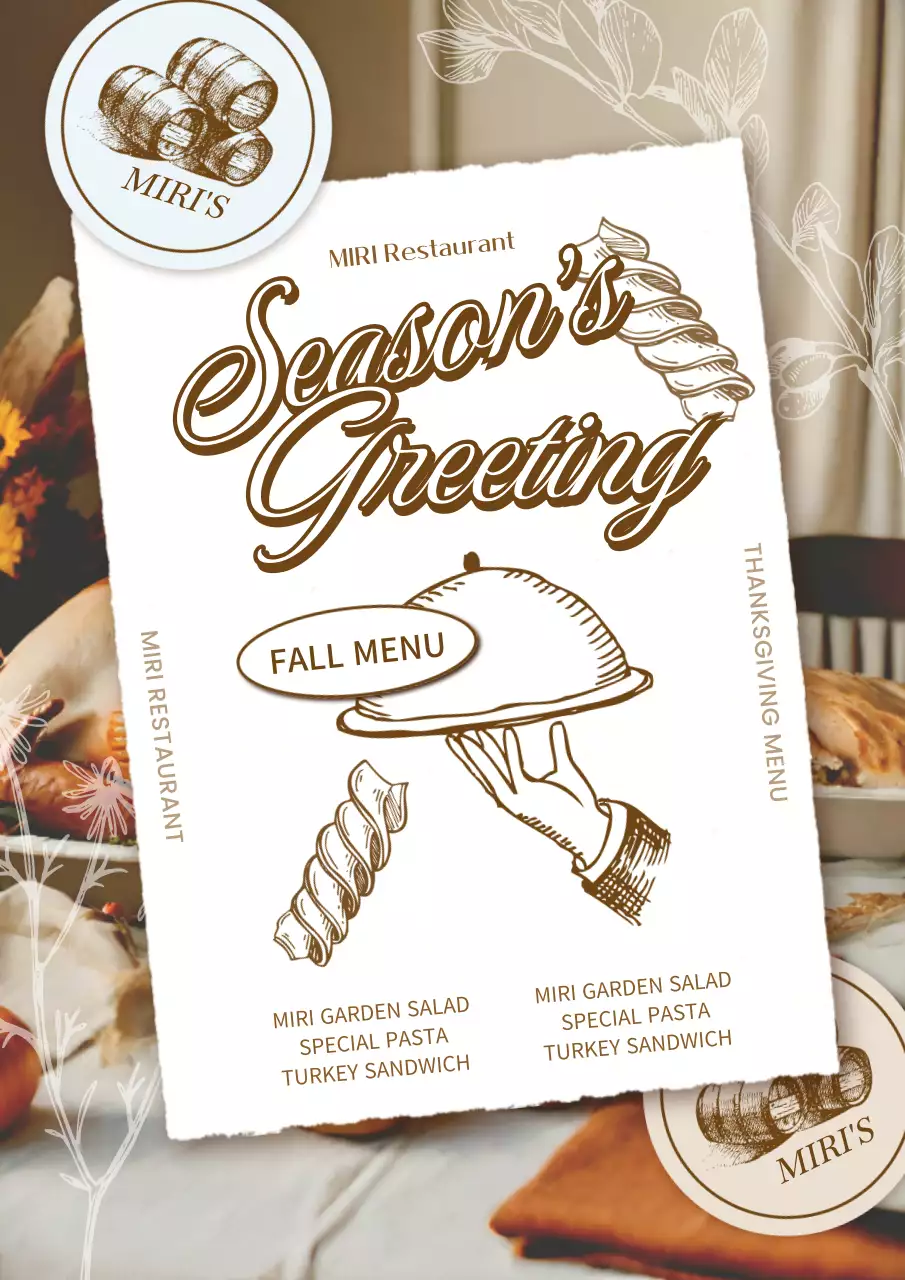 Brown Vintage Fall Menu Invitation Poster