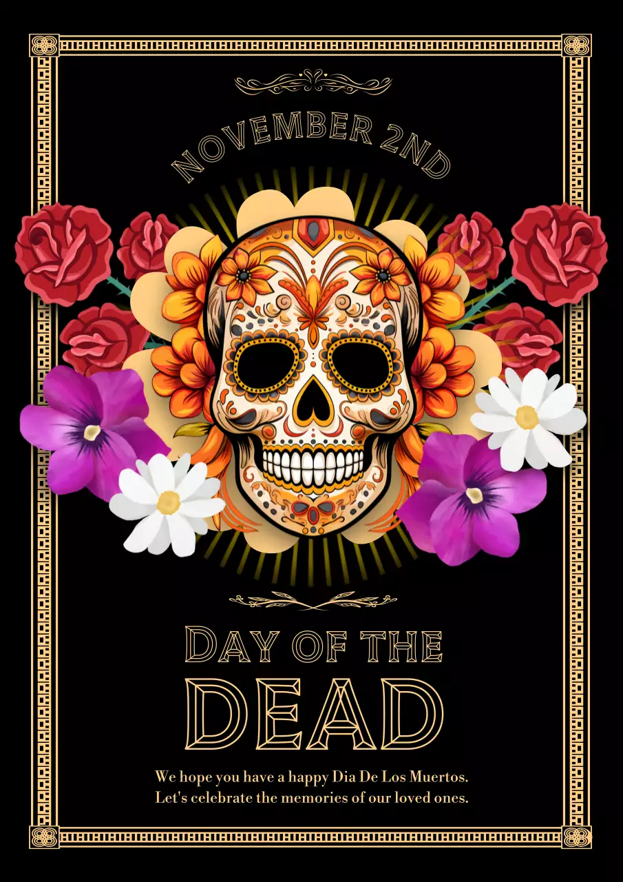Black and gold elegant Day of the Dead Poster