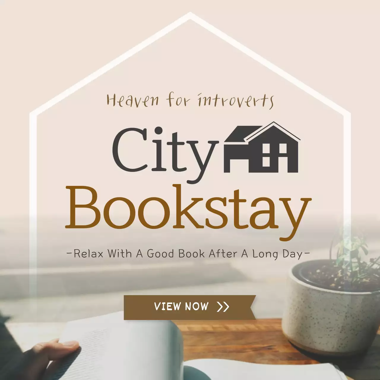 Beige Minimal Bookstay Promotion Social Media Post