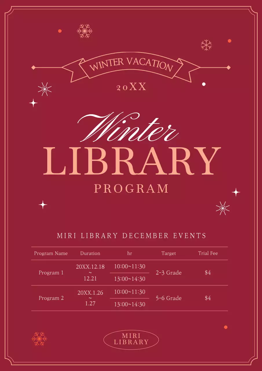 Red Classic Library Events Announcement Poster