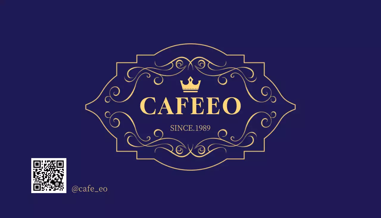 ネイビー クラシック カフェ ロゴ 名刺