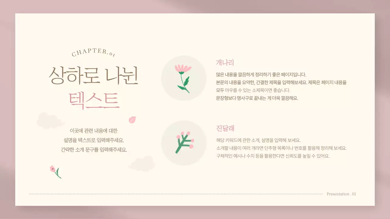 핑크색의 고급스러운 봄꽃 기획서