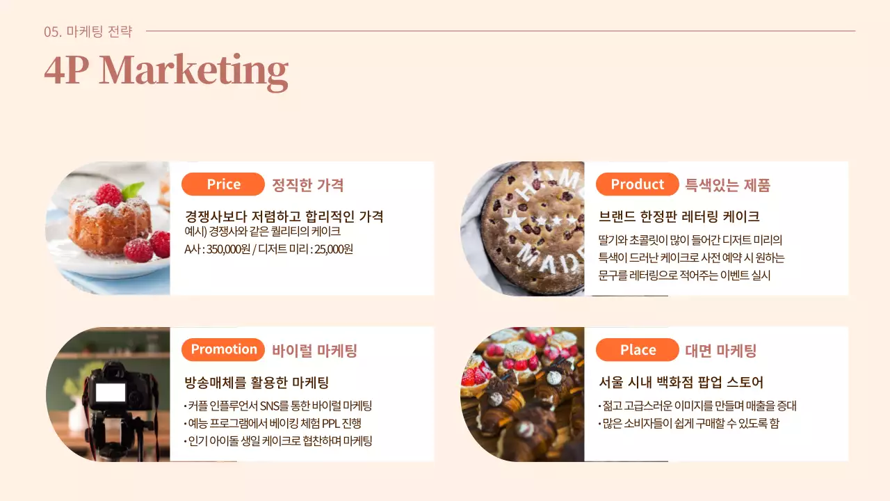 따뜻한 갈색바탕의 주황색 포인트가 들어간 차분하고 심플한 발렌타인데이 기획서