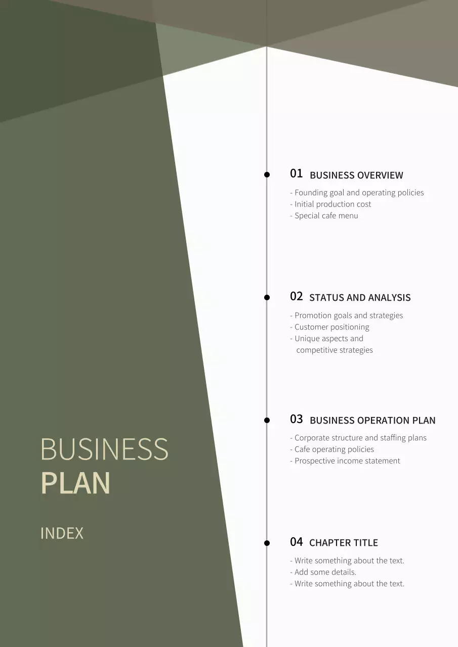 Simple diagonal concept business plan in green color